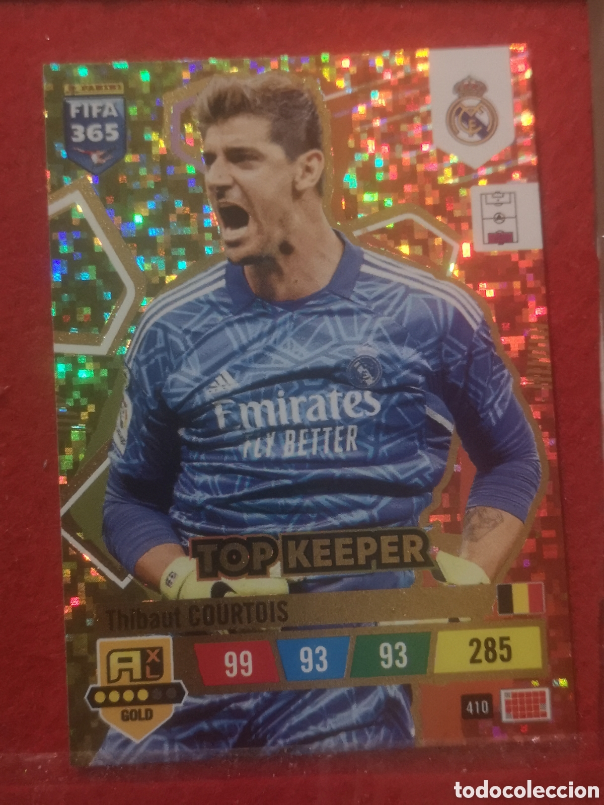 Cromos de f&uacute;tbol: ADRENALYN XL 2023 FIFA 365 TOP KEEPER THIBAUT COURTOIS 410 REAL MADRID