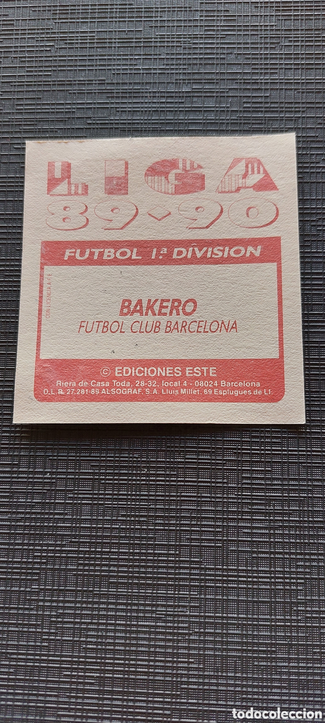 Cromos de f&uacute;tbol: Bakero barcelona 89/90 - Foto 1