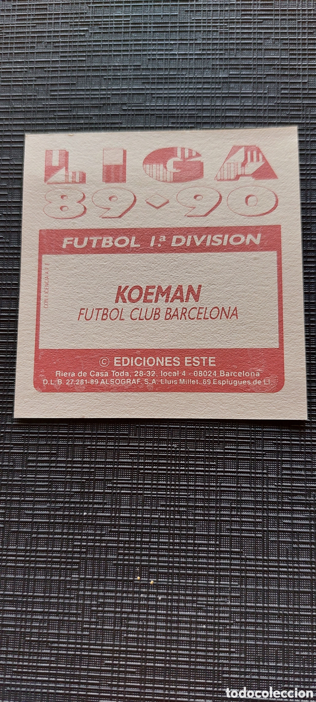 Cromos de f&uacute;tbol: Koeman Barcelona 89/90 - Foto 2