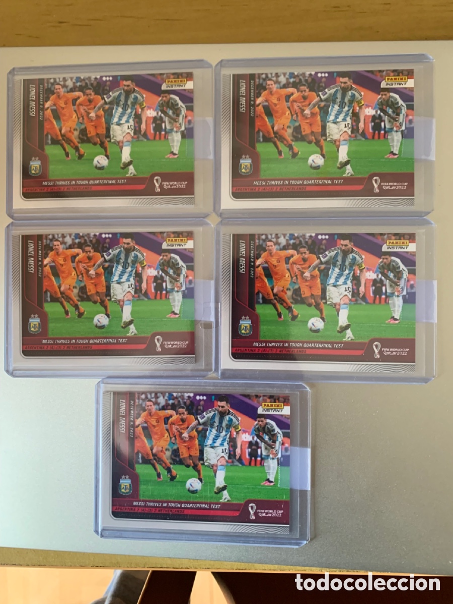 Cromos de F&uacute;tbol: 5 Cromos Messi N101 Panini Instant Mundial 2022 Qatar