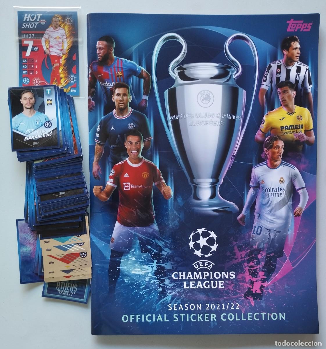 Football Stickers: ALBUM + 110 CROMOS STICKERS A PEGAR TOPPS UEFA CHAMPIONS LEAGUE 2021 2022 21 22