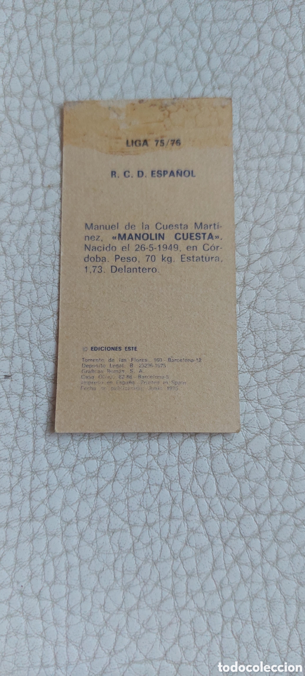 Cromos de f&uacute;tbol: Manolin cuesta espa&ntilde;ol 75/76 - Foto 2