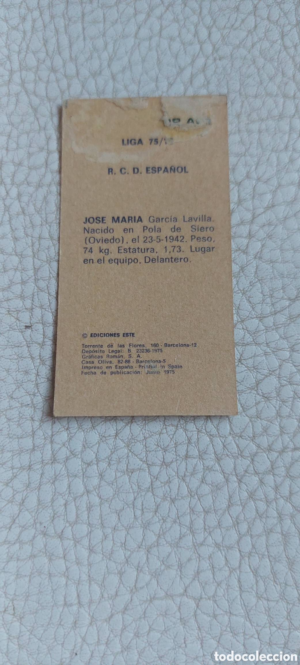 Cromos de f&uacute;tbol: Jos&eacute; Maria espa&ntilde;ol 75/76 - Foto 2