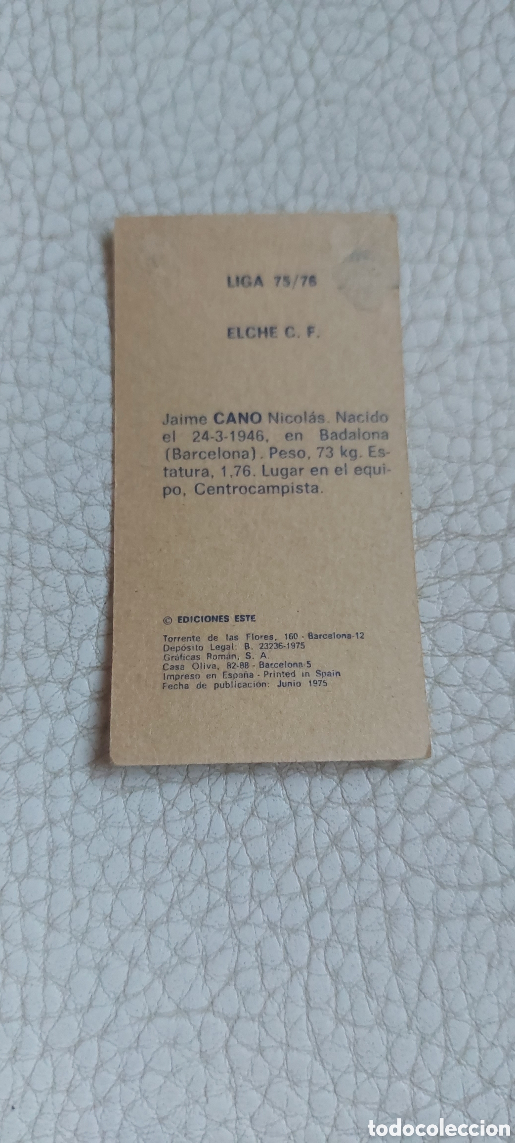 Cromos de f&uacute;tbol: Cano elche 75/76 - Foto 2