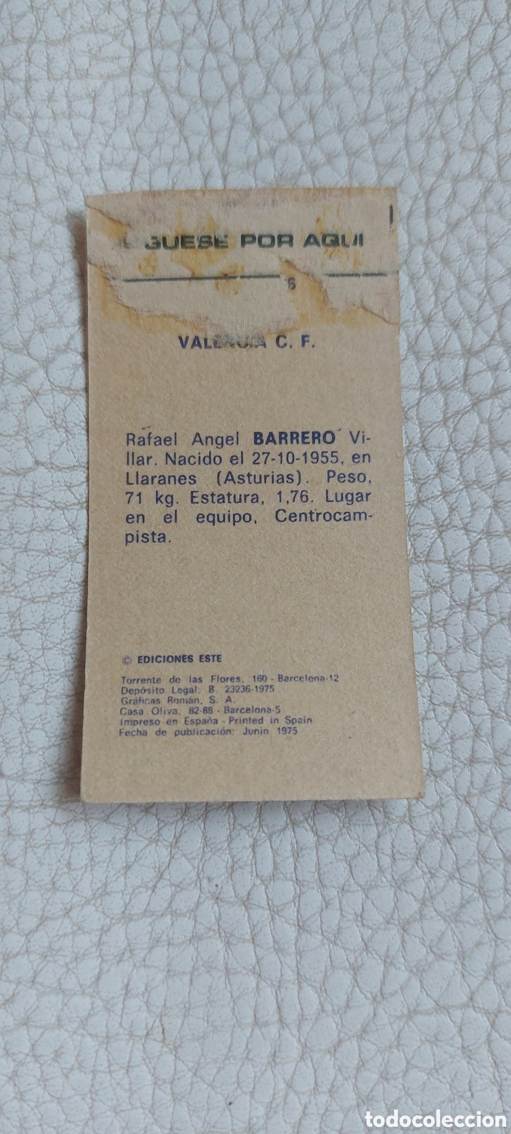 Cromos de f&uacute;tbol: Barrero Valencia 75/76 - Foto 2