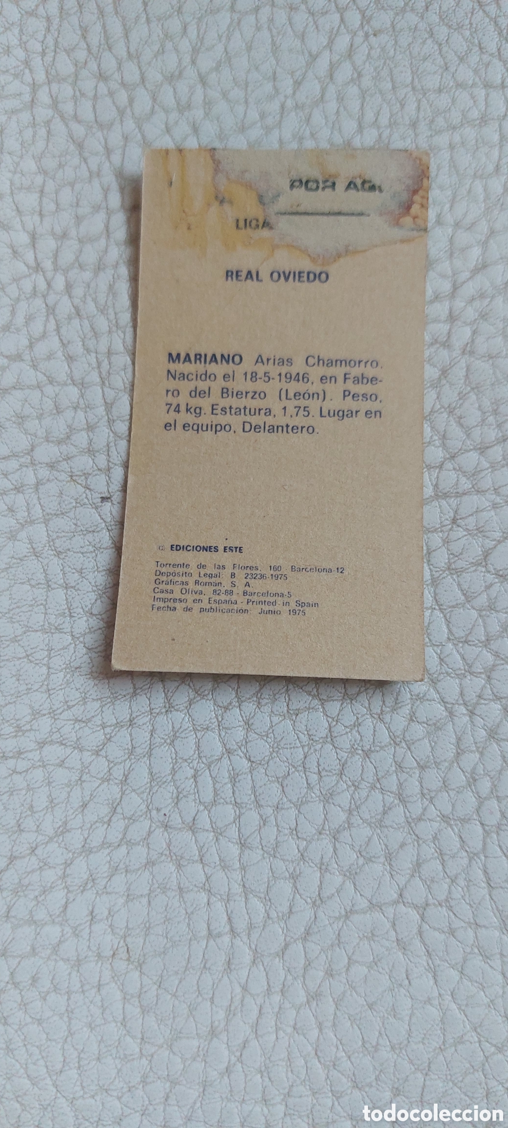 Cromos de f&uacute;tbol: Mariano oviedo 75/76 - Foto 2
