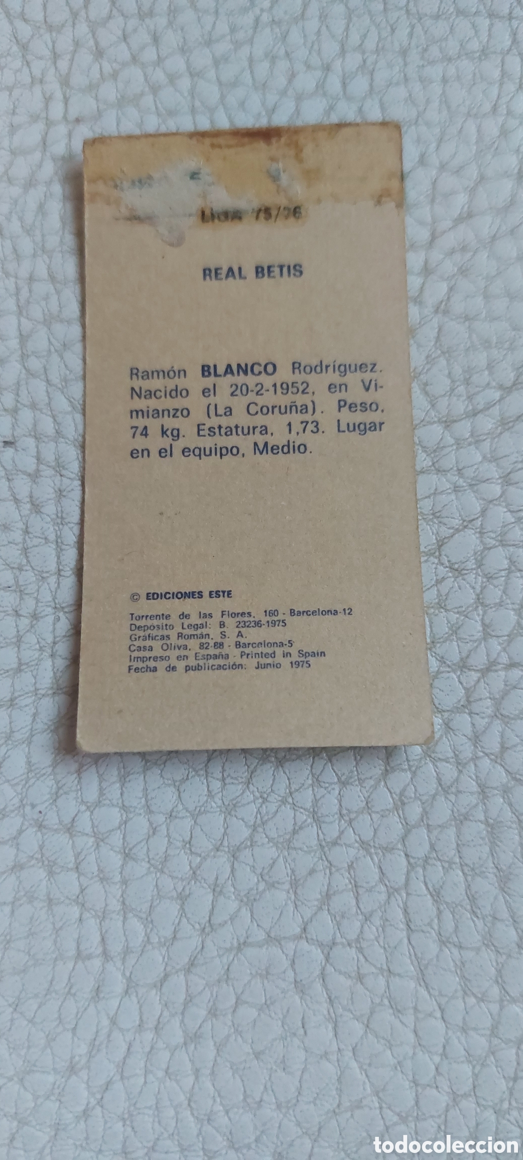 Cromos de f&uacute;tbol: Blanco betis 75/76 - Foto 2