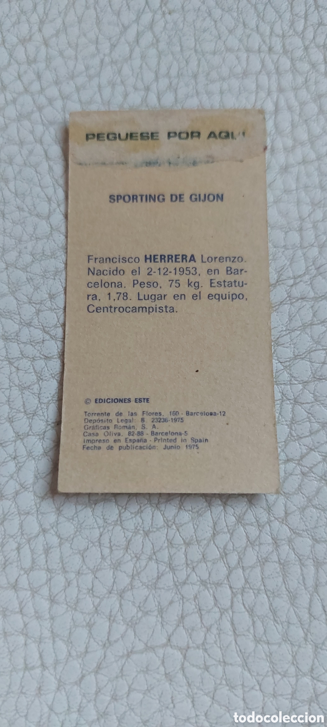 Cromos de f&uacute;tbol: Herrera sporting gijon 75/76 - Foto 2