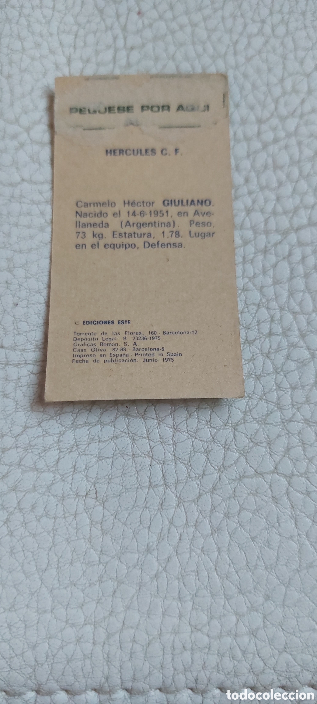 Cromos de f&uacute;tbol: Giuliano hercules 75/76 - Foto 2