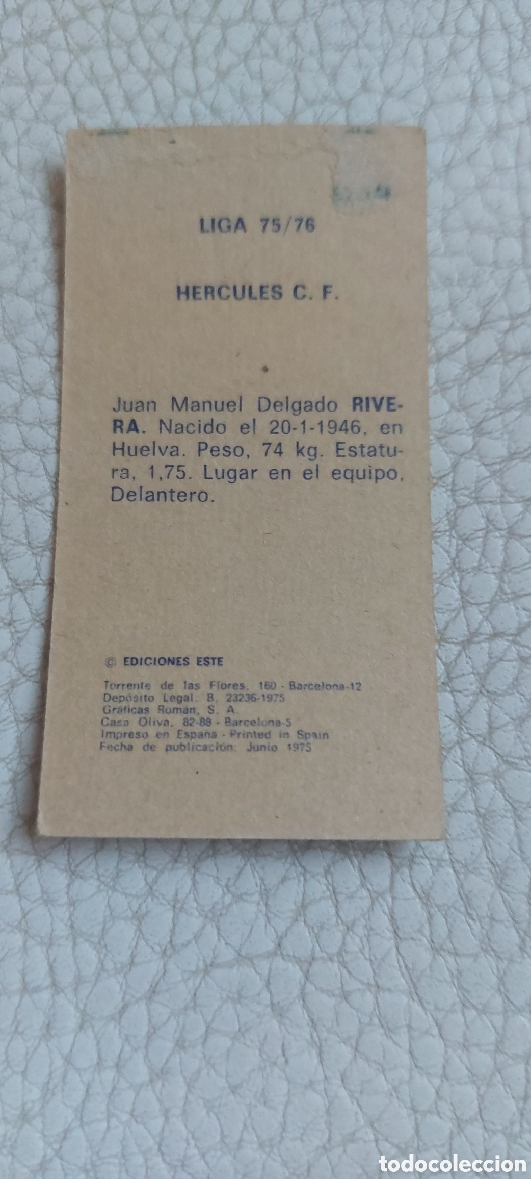 Cromos de f&uacute;tbol: Rivera hercules 75/76 - Foto 2