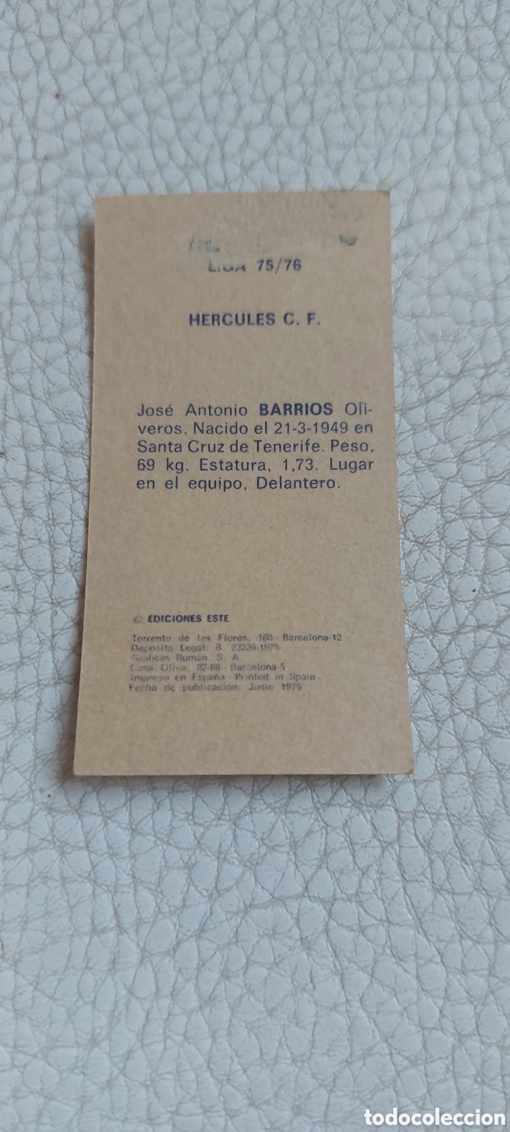 Cromos de f&uacute;tbol: Barrios hercules 75/76 - Foto 2