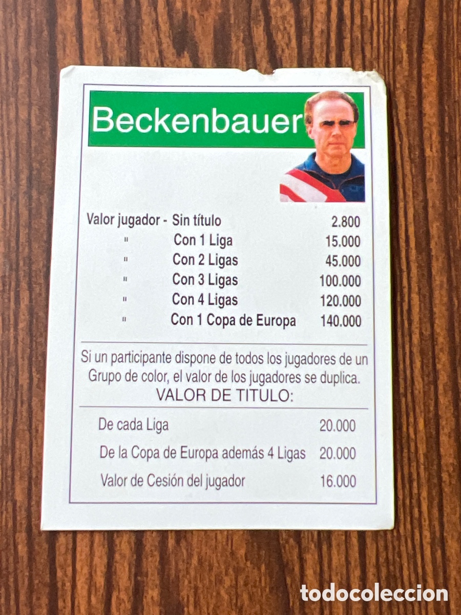 Cromos de F&uacute;tbol: C329.. CROMO DE F&Uacute;TBOL CARTA DE JUEGO CEDIDO BECKENBAUER