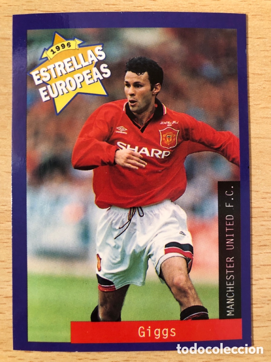 Football Stickers: # 66 Ryan Giggs Manchester United Inglaterra Gales Estrellas Europeas 1996 Panini buen estado