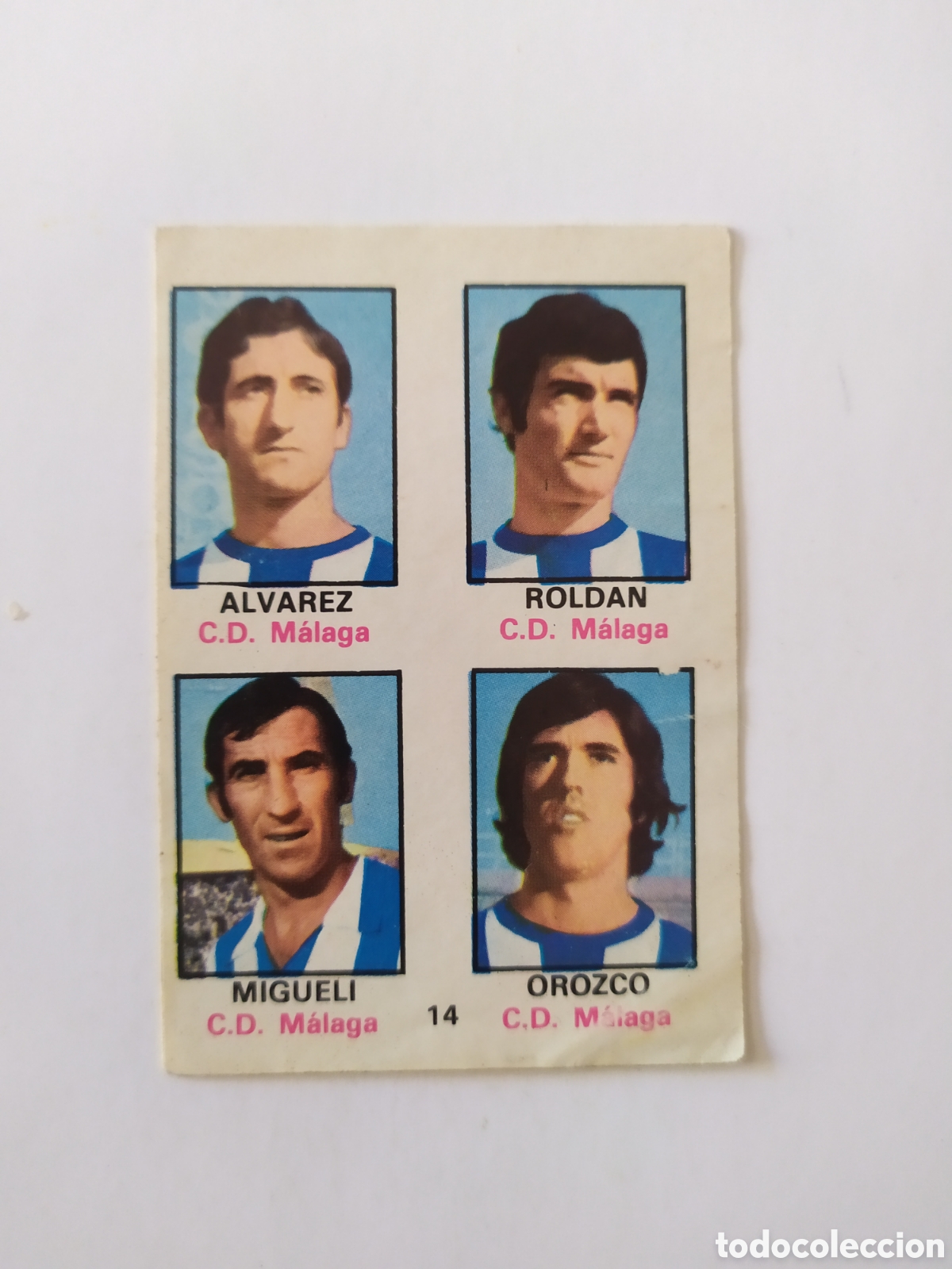 Cromos de f&uacute;tbol: Liga 1974 1975 74 75 editorial Fher Alvarez Rold&aacute;n Migueli Orozco n&deg; 14 Malaga sin pegar