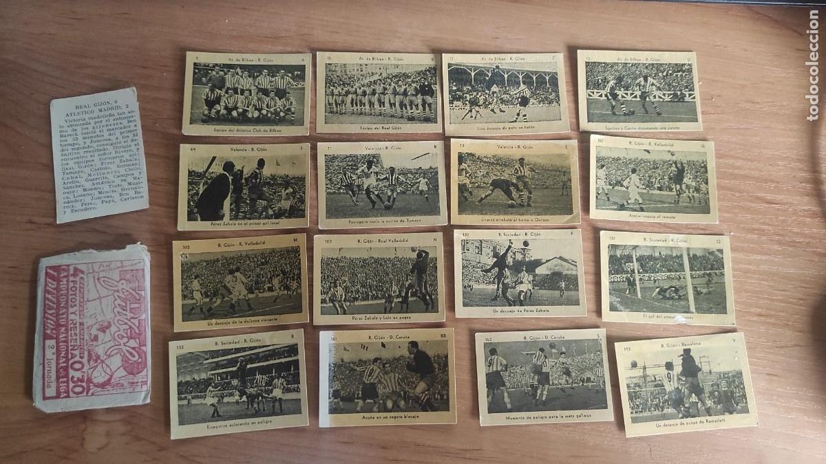 Fu&szlig;ball-Sticker: Lote 16 cromos Kromel Gij&oacute;n+ 1 rese&ntilde;a+ 1 sobre rojo cerrado