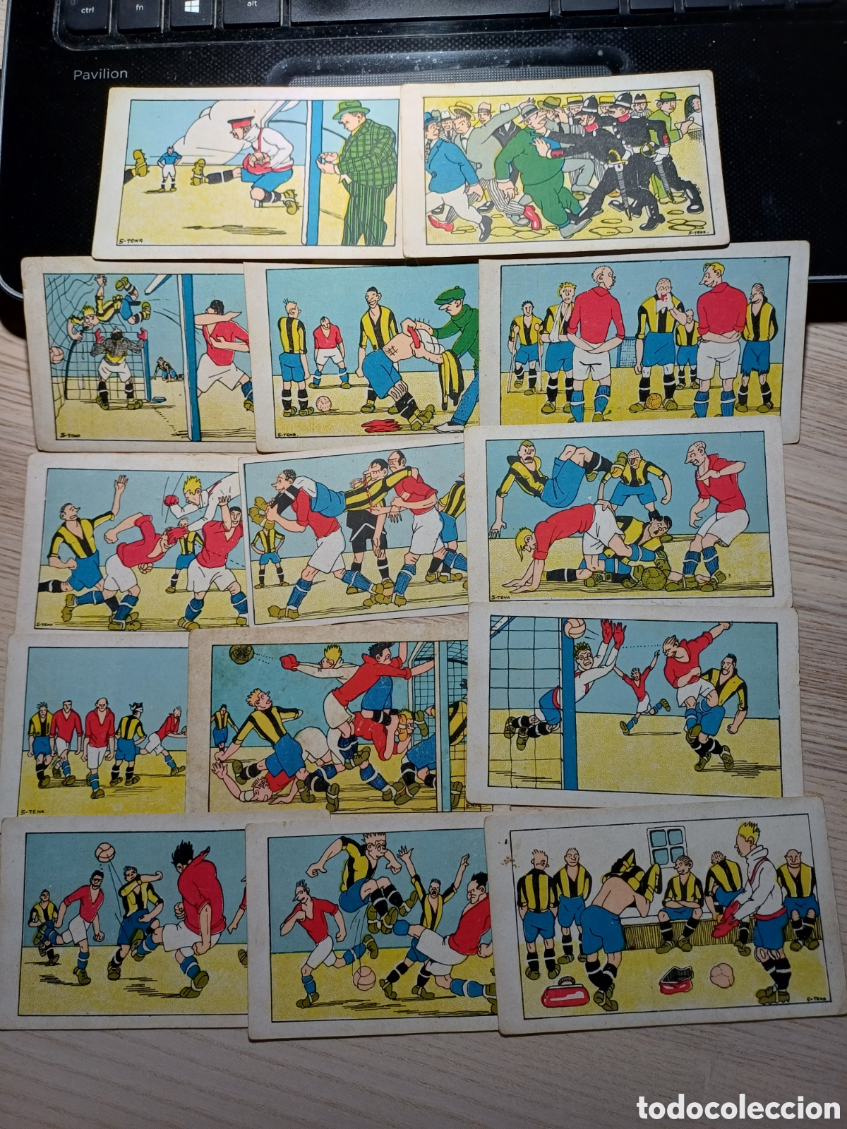 Figurine di Calcio: 6 cromos futbol, aleluyas de un portero que se metio a delantero, sin publicidad