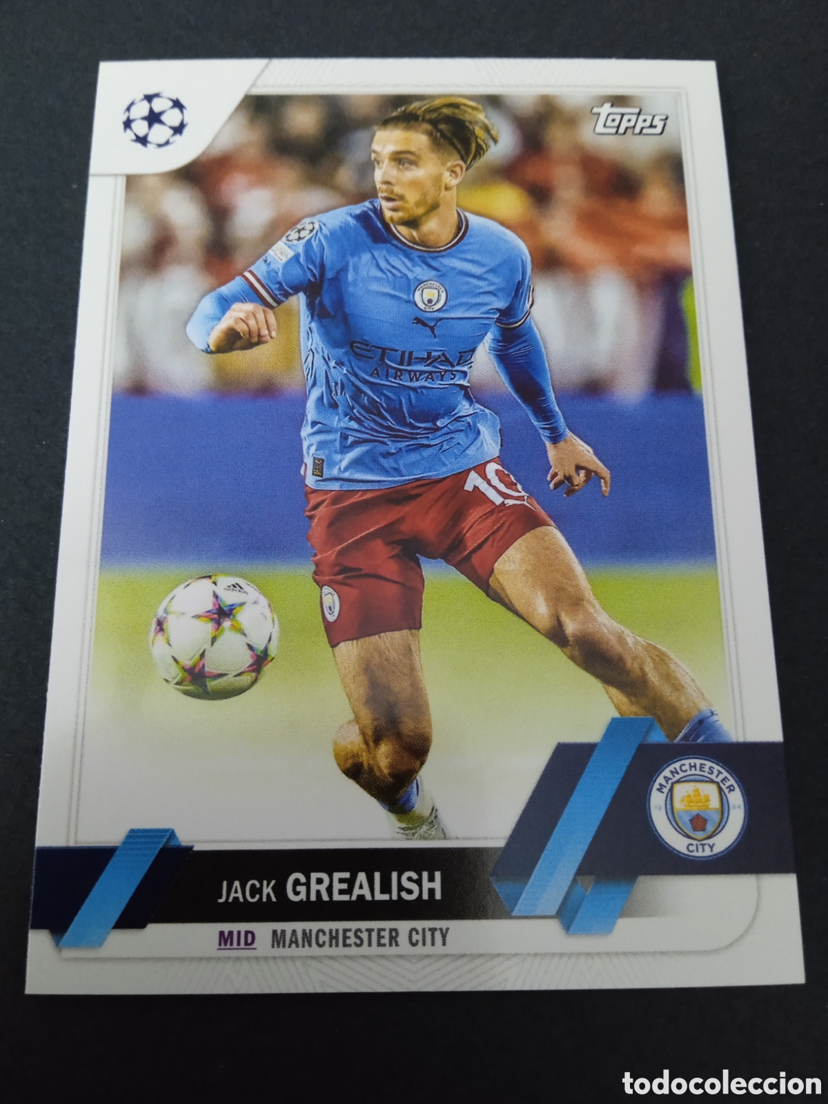 Fu&szlig;ball-Sticker: 142 JACK GREALISH MANCHESTER CITY 2022 2023 22 23 TOPPS UEFA COMPETITIONS TOPPS SOCCER CARD