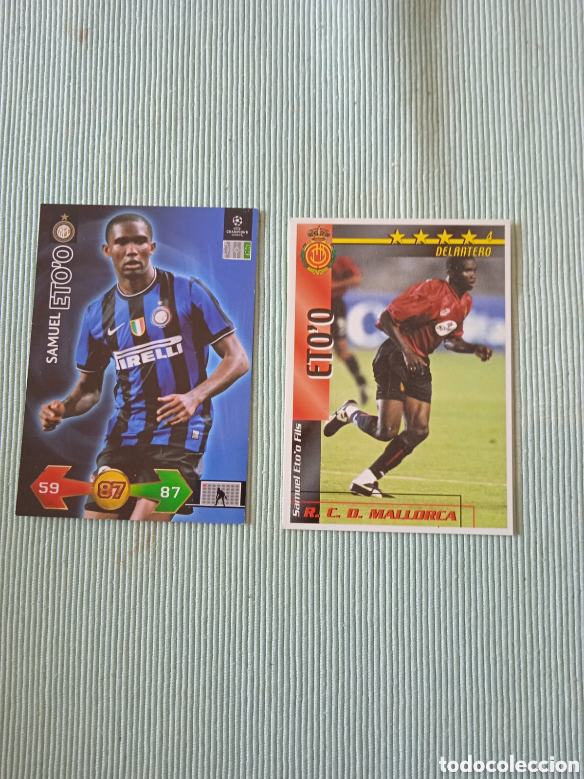 Cromos de f&uacute;tbol: Lote 2 cromos Samuel Etoo - Foto 1