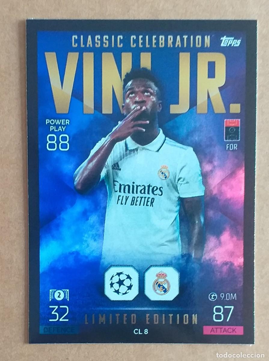 Cromos de f&uacute;tbol: CROMO CL 8 VINICIUS JR CLASSIC CELEBRATION TOPPS MATCH ATTAX EXTRA 2022-2023. Nuevo de sobre.