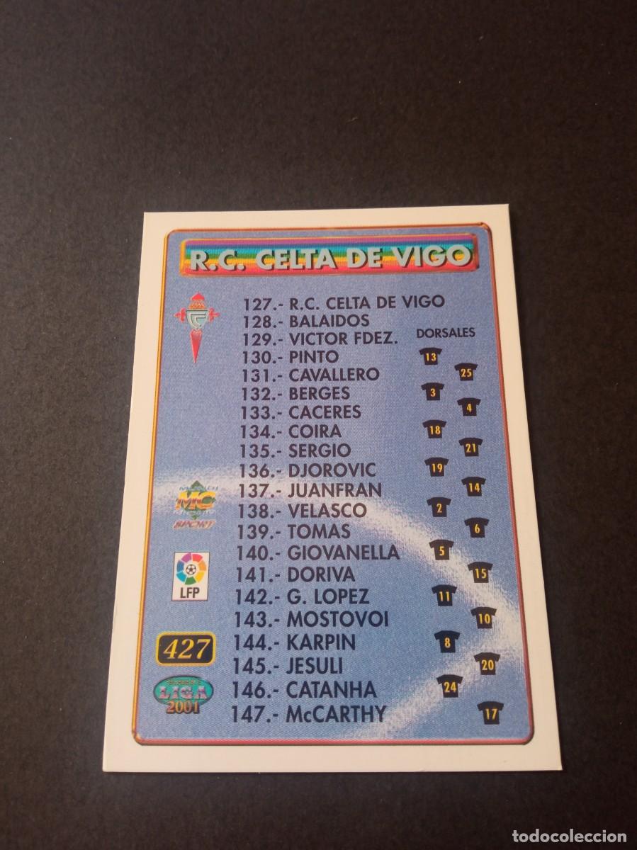 Cromos de F&uacute;tbol: 427 CELTA OVIEDO INDICE MUNDICROMO FICHAS DE LA LIGA TEMPORADA 00 01 2000 2001 NO PANINI ESTE