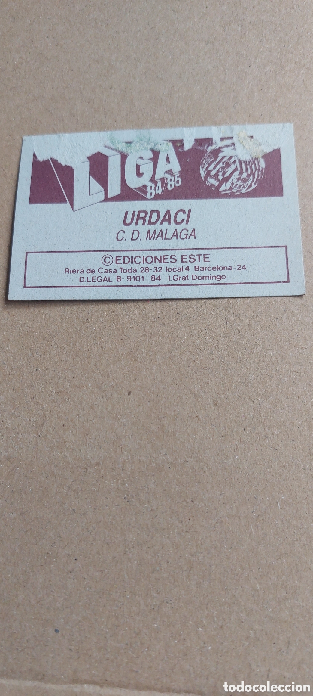 Cromos de f&uacute;tbol: Urdaci baja malaga 84/85 - Foto 2