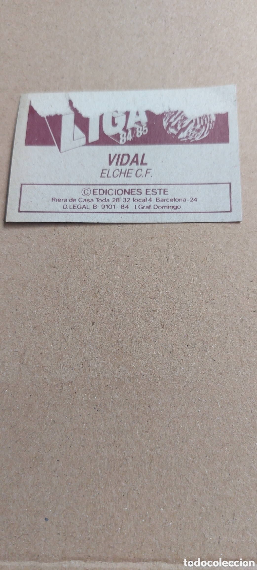 Cromos de f&uacute;tbol: Vidal baja elche 84/85 - Foto 2