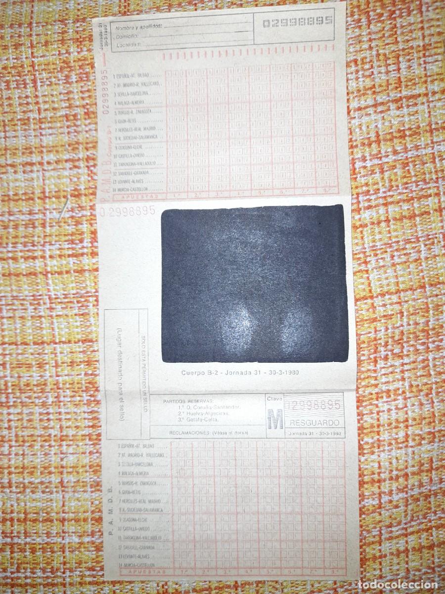 Cromos de F&uacute;tbol: QUINIELA ANTIGUA JORNADA 31 - TEMPORADA 1980 (SIN USAR)