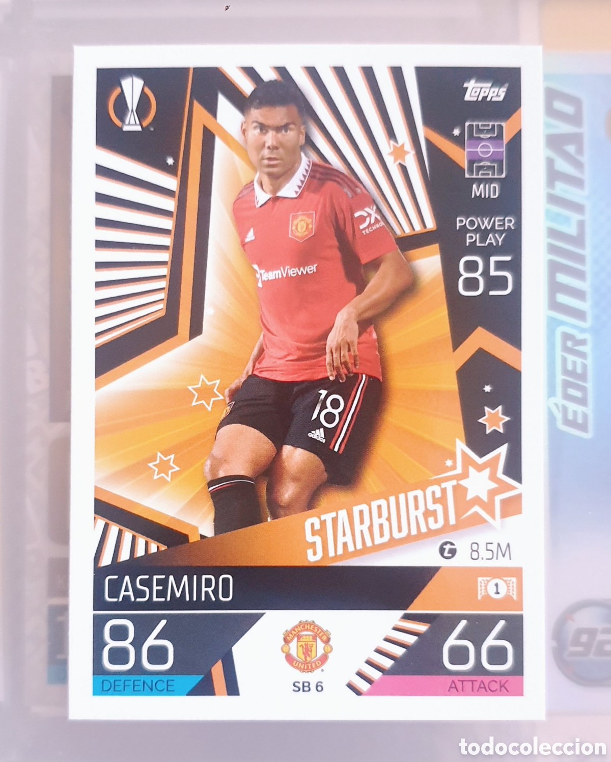 Fu&szlig;ball-Sticker: SB 6 Casemiro starburst united topps match attax 22 23