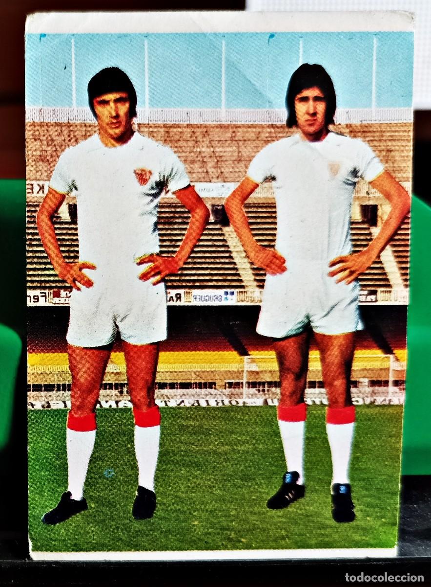 Cromos de F&uacute;tbol: Ja&eacute;n y Rivas. Sevilla CF, n&ordm; 187 - Campeonato Nacional F&uacute;tbol 1975-1976. Ruiz Romero. Nuevo