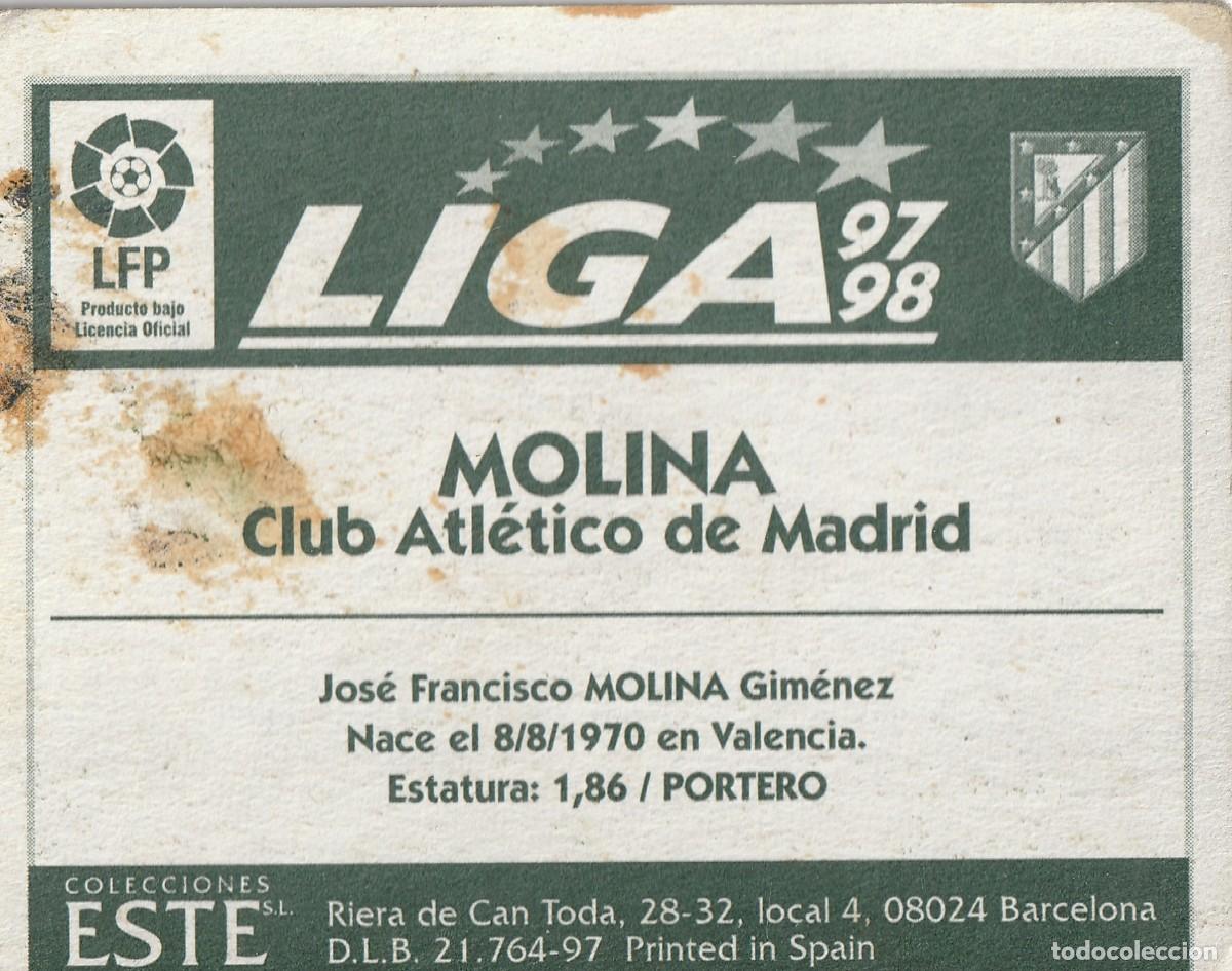 Cromos de f&uacute;tbol: ESTE 97-98 MOLINA. NUNCA PEGADO. - Foto 2