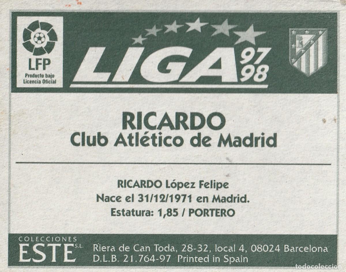 Cromos de f&uacute;tbol: ESTE 97-98 RICARDO. NUNCA PEGADO. - Foto 2