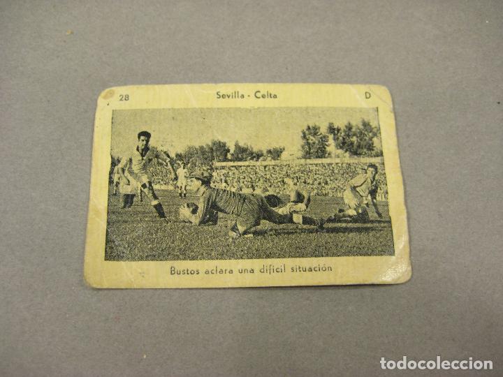 Figurine di Calcio: CROMO DE FUTBOL KROMEL N&ordm; 28 D. DE 1951. SEVILLA - CELTA- BUSTOS ACLARA UNA DIFICIL SITUACI&Oacute;N