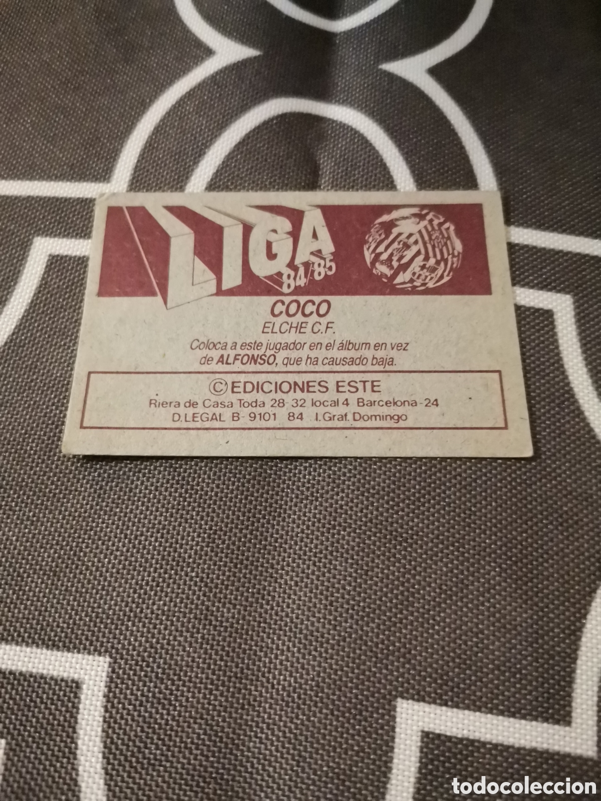 Cromos de f&uacute;tbol: Cromo Este 84-85 Coco Elche coloca nunca pegado - Foto 2
