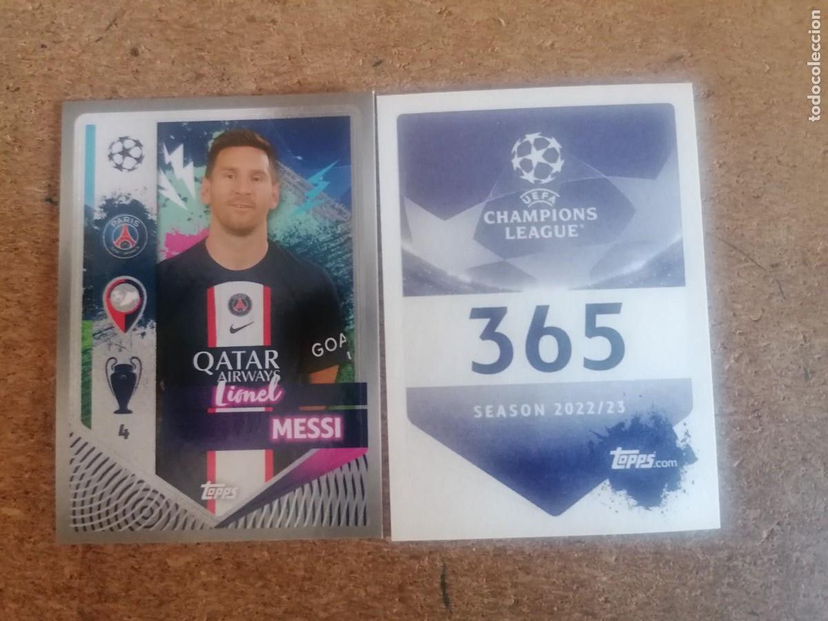 Cromos de f&uacute;tbol: TOPPS UEFA CHAMPIONS LEAGUE 2022/23 STICKER MESSI PSG N&ordm;365