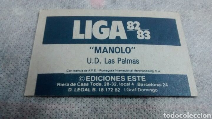 Cromos de f&uacute;tbol: 82 83 ESTE MANOLO - Foto 2