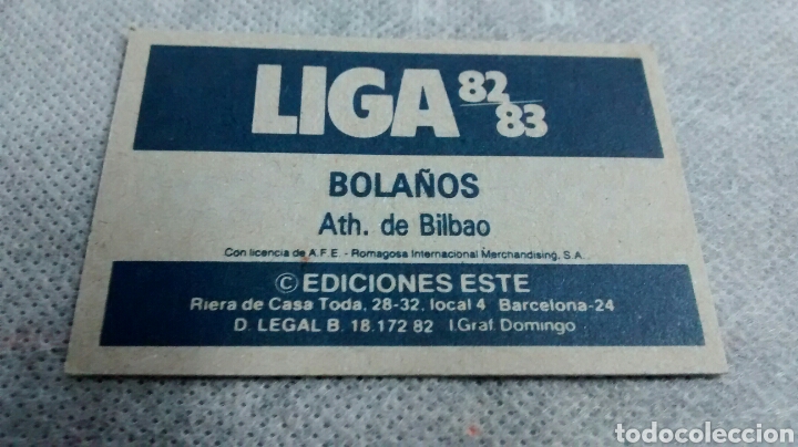 Cromos de f&uacute;tbol: 82 83 ESTE BOLA&Ntilde;OS, AT. BILBAO - Foto 2