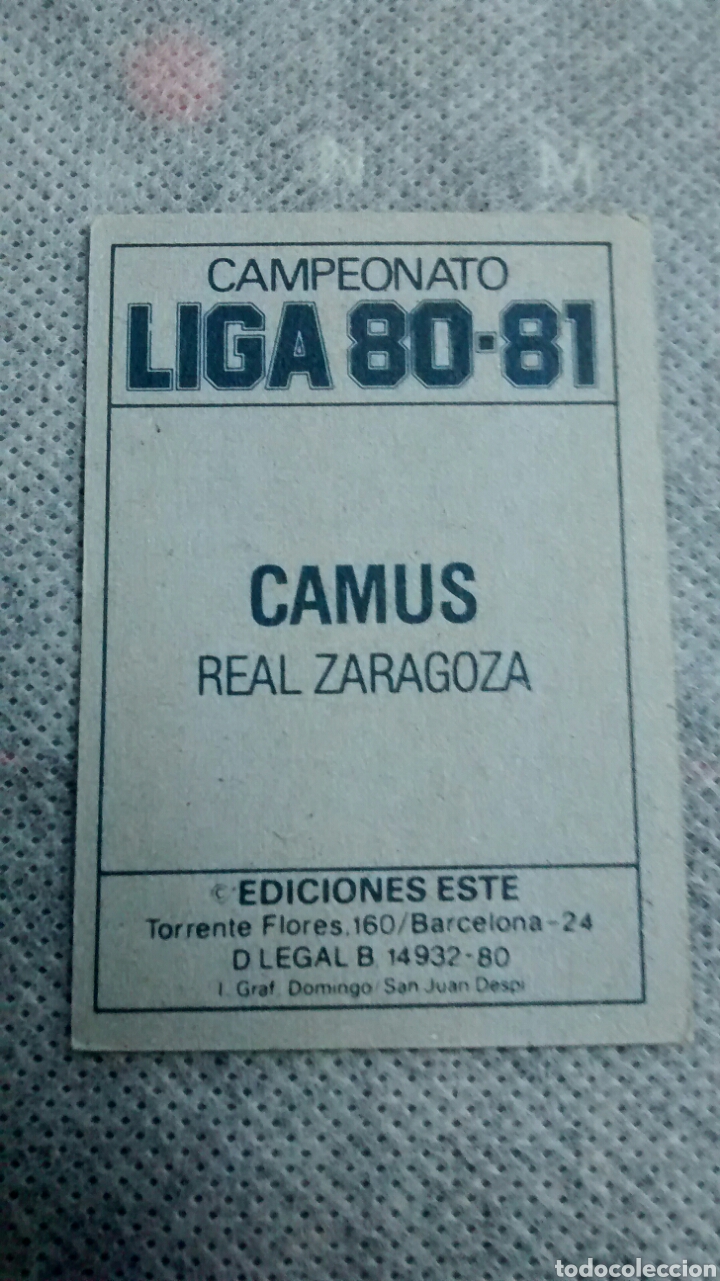 Cromos de f&uacute;tbol: 1980 80 81 1981 ESTE CAMUS - Foto 2