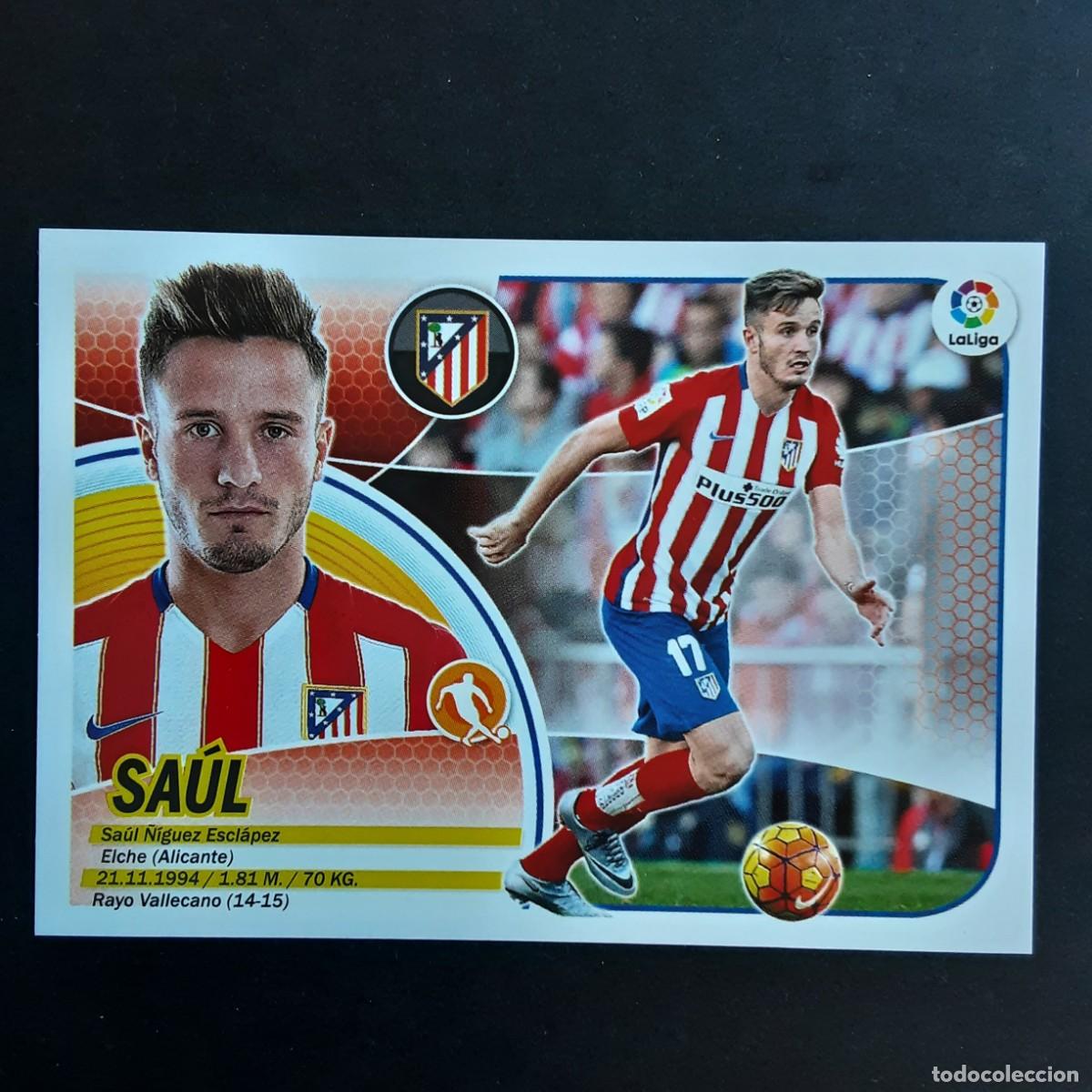 Cromos de f&uacute;tbol: CROMO LIGA 2016 2017 ESTE PANINI N&ordm;11 SAUL-ATLETICO MADRID LOGO VIEJO REDONDO NUNCA PEGADO