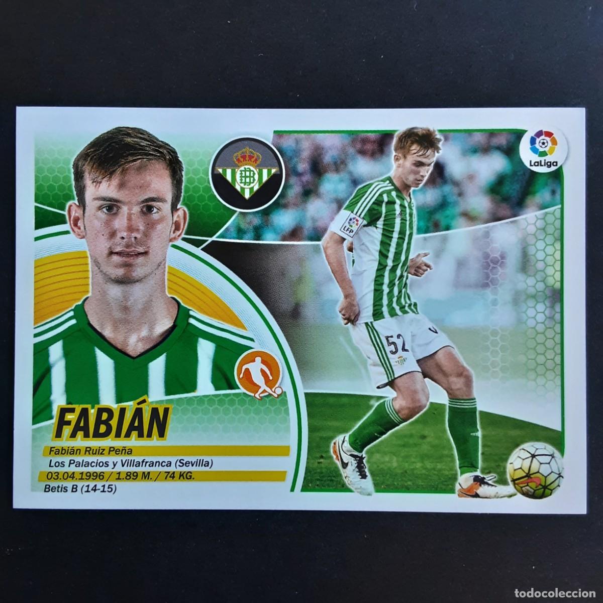 Fu&szlig;ball-Sticker: CROMO LIGA 2016 2017 ESTE PANINI N&ordm;13B FABIAN-BETIS LOGO VIEJO REDONDO NUNCA PEGADO