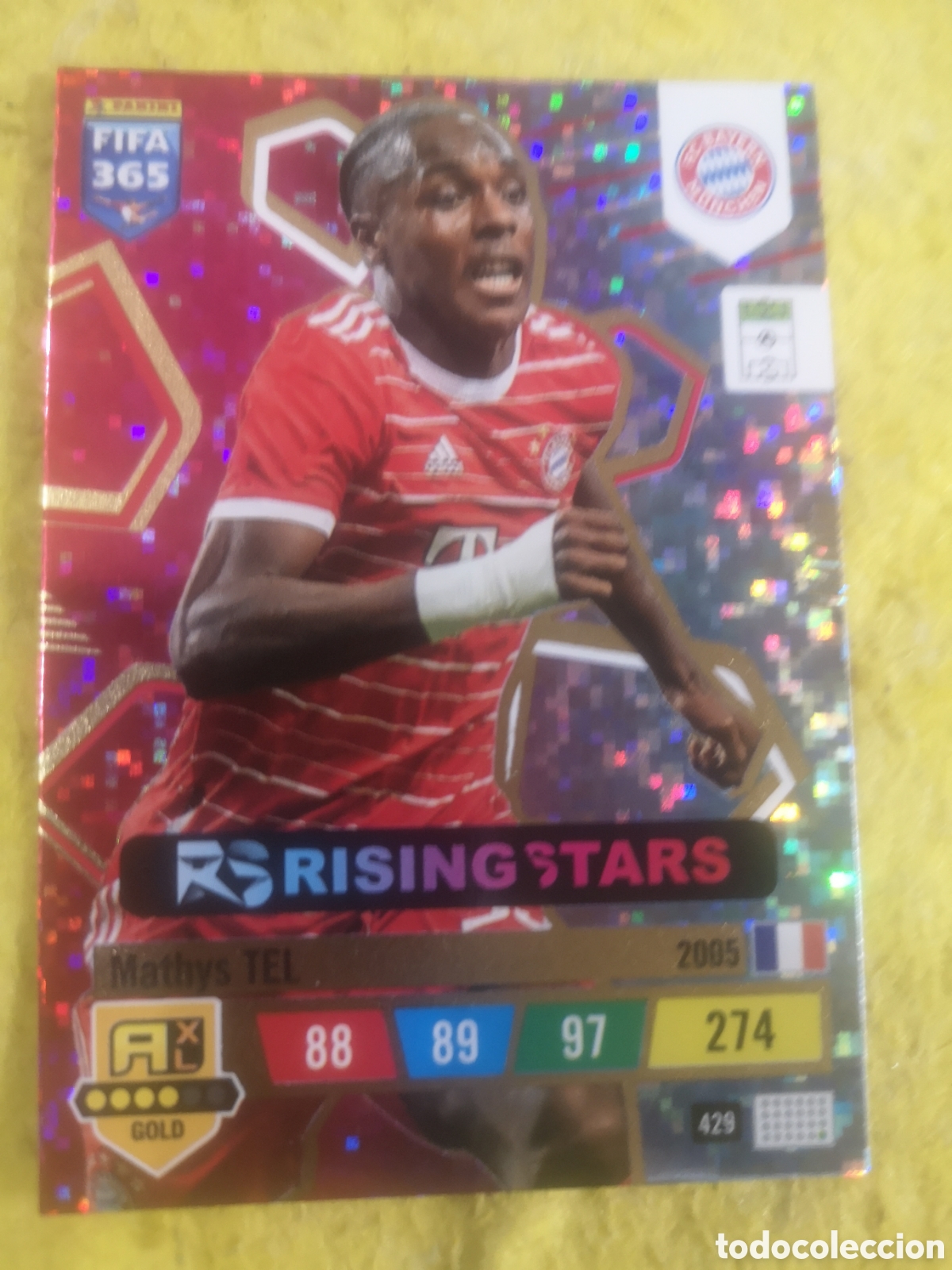 Cromos de f&uacute;tbol: ADRENALYN XL 2023 FIFA 365 RISING STARS MATHYS TEL BAYERN MUNCHEN