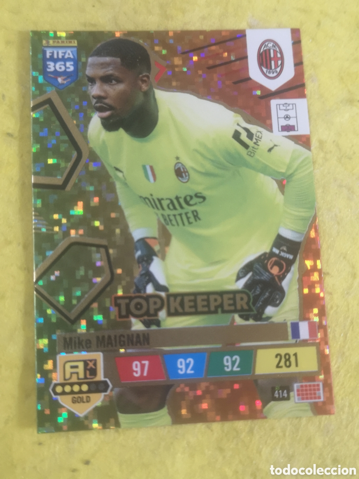Cromos de f&uacute;tbol: ADRENALYN XL 2023 FIFA 365 TOP KEEPER 414 MIKE MAIGNAN AC MILAN