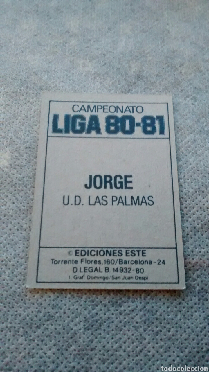 Cromos de f&uacute;tbol: 1980 80 81 1981 ESTE JORGE - Foto 2