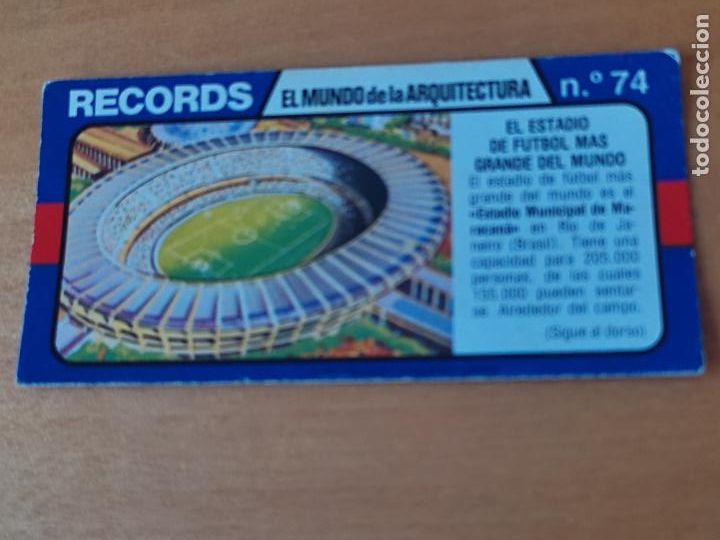 Cromos de f&uacute;tbol: MARACANA BIMBO RECORDS 1977 # 74 ESTADIO FUTBOL MAS GRANDE DEL MUNDO