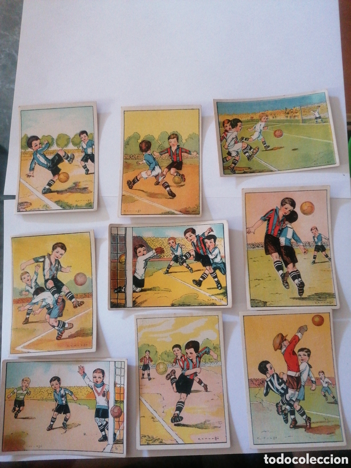 Cromos de Futebol: 9 cromos acciones de f&uacute;tbol ilustrado por cervello