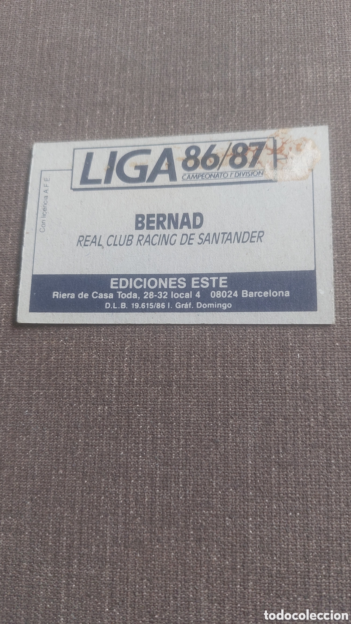 Cromos de f&uacute;tbol: Bernad racing baja santander 86/87 - Foto 3
