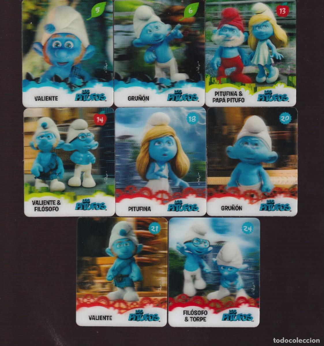 Cromos de F&uacute;tbol: OCHO CARTAS LOS PITUFOS PEYO 2011 REFLECTANTES