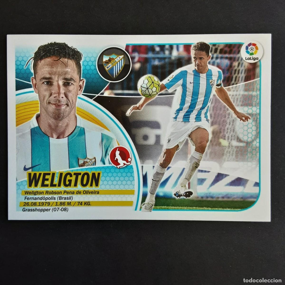 Football Stickers: CROMO LIGA 2016 2017 ESTE PANINI N&ordm;5 WELIGTON-MALAGA LOGO VIEJO REDONDO NUNCA PEGADO