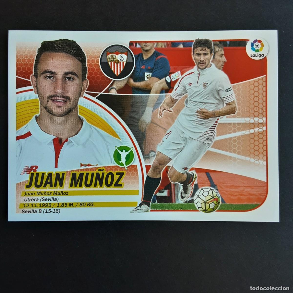 Football Stickers: CROMO LIGA 2016 2017 ESTE PANINI N&ordm;14B JUAN MU&Ntilde;OZ-SEVILLA LOGO VIEJO REDONDO NUNCA PEGADO