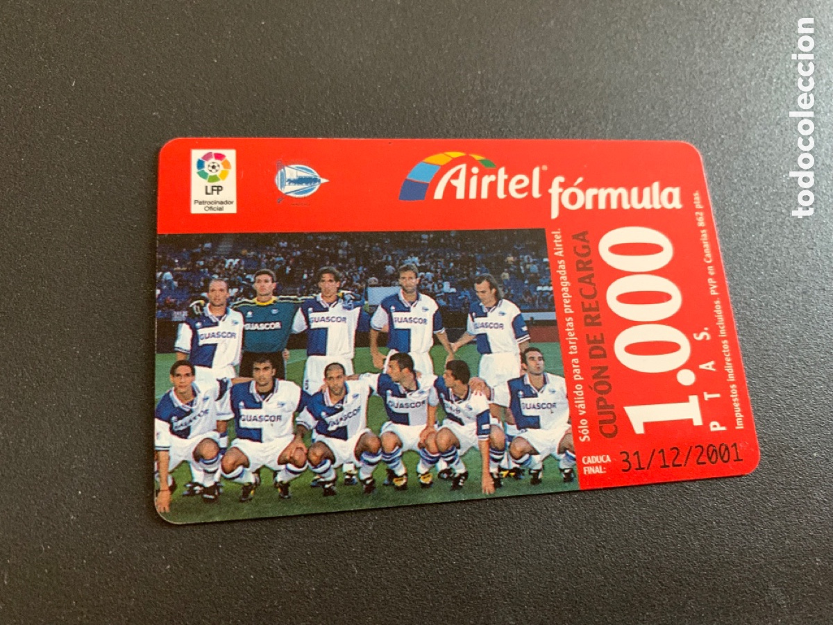 Fu&szlig;ball-Sticker: Tarjeta telef&oacute;nica. Deportivo ALAVES. AIRTEL. 1000 Pst