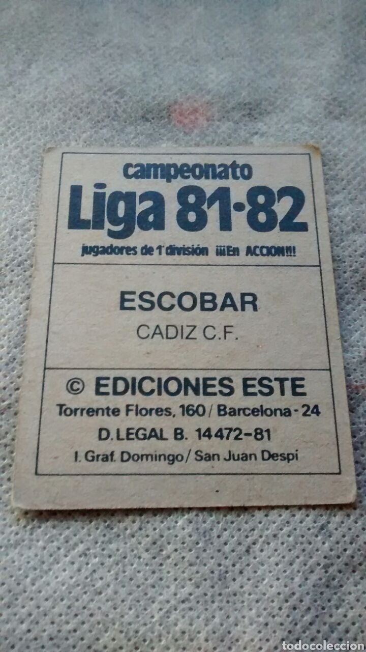 Cromos de f&uacute;tbol: 81 82 1981 1982 ESTE ESCOBAR (A2) - Foto 2